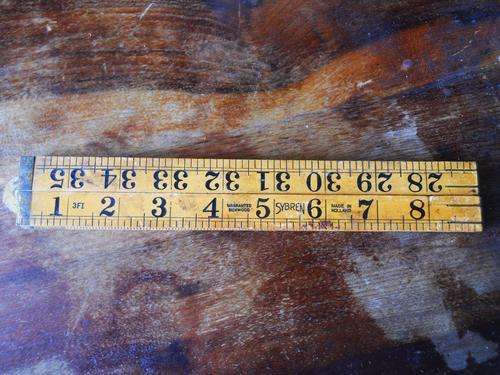Antique Sybren Warranted Boxwood And Brass Carpenter Folding Ruler Measuring Tape Made in Holland