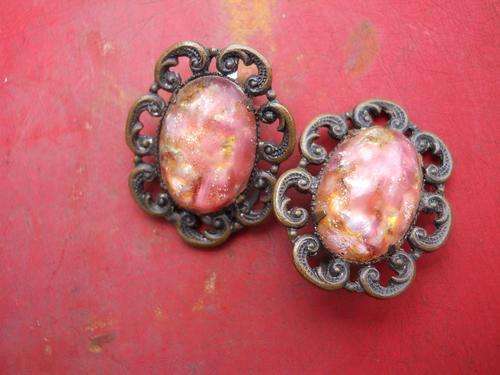 Vintage Austrian Semi Precious Stone Clip on Earrings