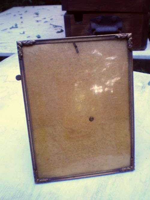 Antique Art Nouveau Metal Picture Frame LARGE Post Card Size Needs Glass