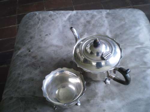 Antique Tea Pot and Sugar Bowl Mappin Webb Triple Deposit Prince's Plate London Sheffield