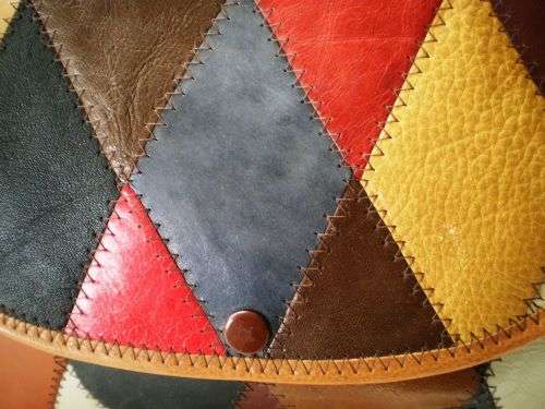 Beautiful Genuine Leather 1980s Multicolor Patchwork Clutch excellent condition