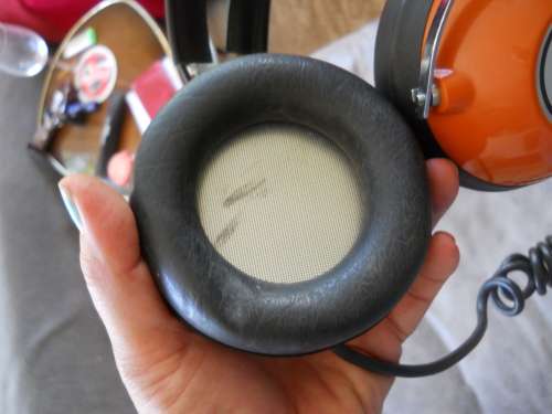 Vintage Orange Yamaha Nippon Gakki CO LTD Head Phones JB 0022