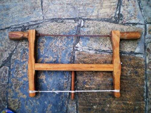 Vintage Wooden Saw With Cotton String