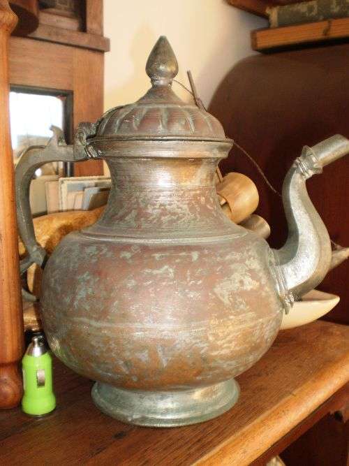 Heavy Shabby Chic Vintage Copper Coffee or Tea Pot