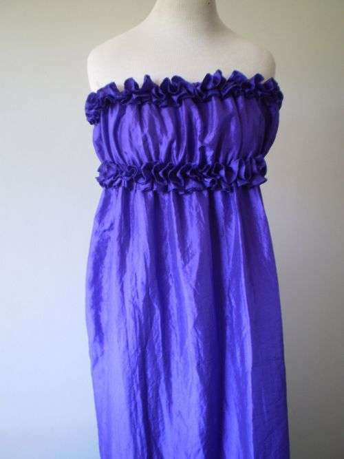 Long Vintage Purple Ruffles Satin Dress