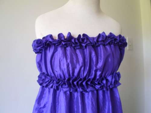 Long Vintage Purple Ruffles Satin Dress