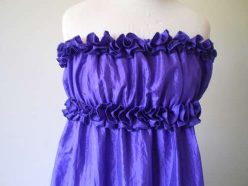Long Vintage Purple Ruffles Satin Dress