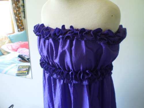 Long Vintage Purple Ruffles Satin Dress