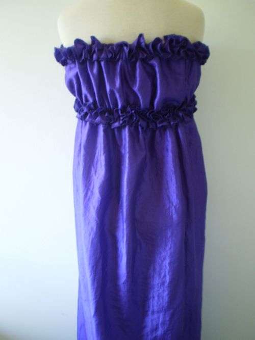 Long Vintage Purple Ruffles Satin Dress