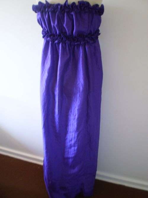 Long Vintage Purple Ruffles Satin Dress