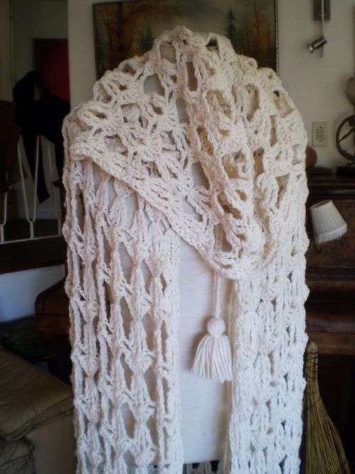 Very Unique Vintage 1970s Hand Crocheted Maxi Cape With Hood