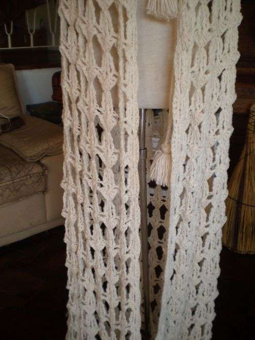 Very Unique Vintage 1970s Hand Crocheted Maxi Cape With Hood