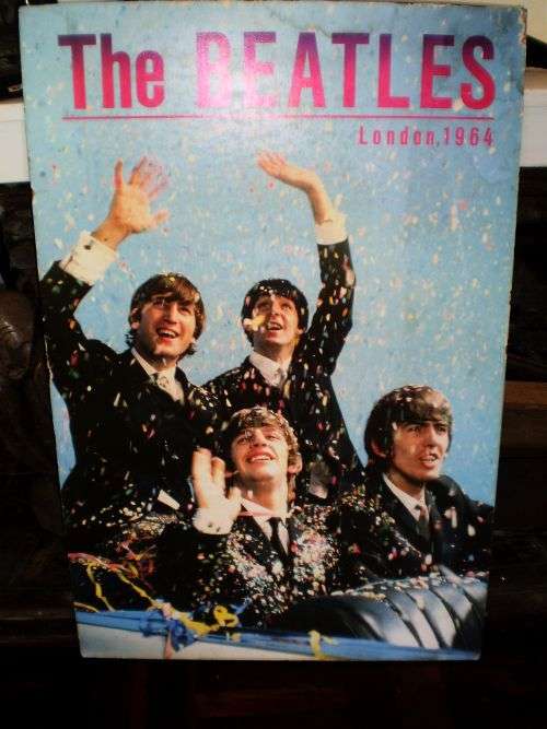 Rare Beatles Poster Print Confetti London 1964 24 x 36 Mounted On Frame Early Group Picture 30 yrs