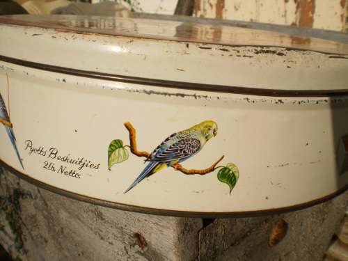 Beautiful Vintage Pyotts Biscuit Tin Girl With Blue Bird