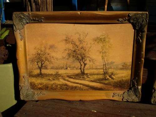 Set Of Two Antique Framed Landscape Prints Period Style  540 mm x 420 mm