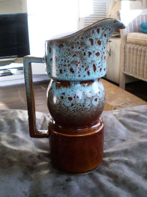 Beautiful Vintage German Majolica Water or Juice Jug Marker