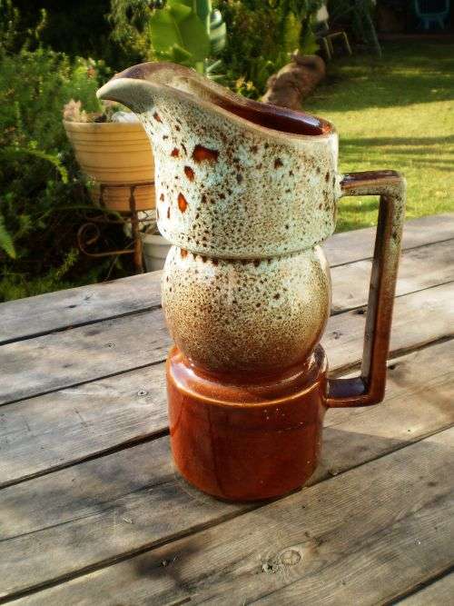 Beautiful Vintage German Majolica Water or Juice Jug Marker