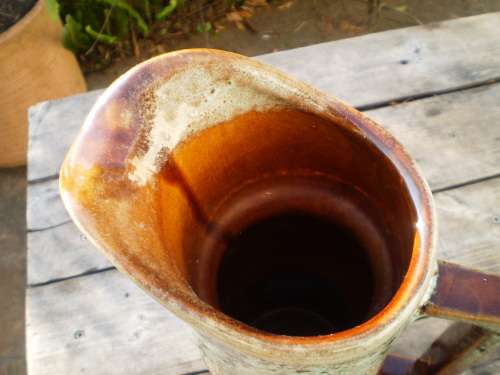 Beautiful Vintage German Majolica Water or Juice Jug Marker