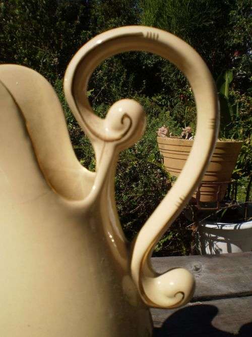 Porcelain Cream White Water Jug With Gilt Decoration marked