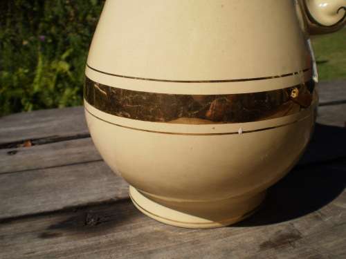 Porcelain Cream White Water Jug With Gilt Decoration marked