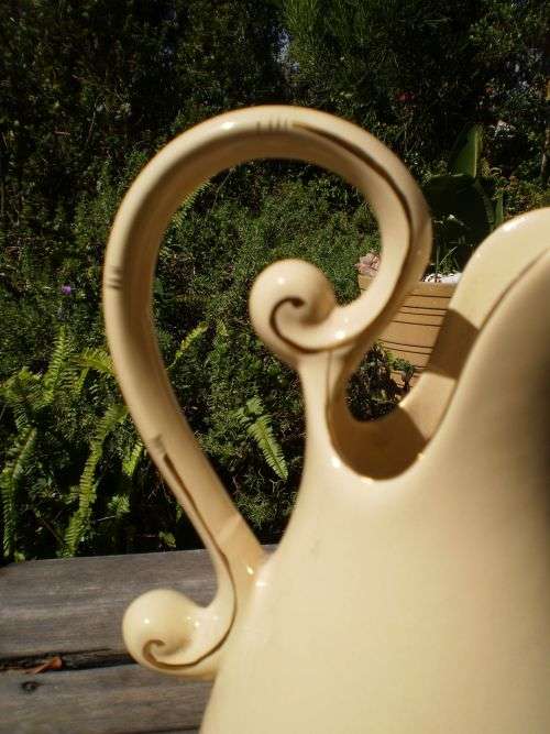 Porcelain Cream White Water Jug With Gilt Decoration marked