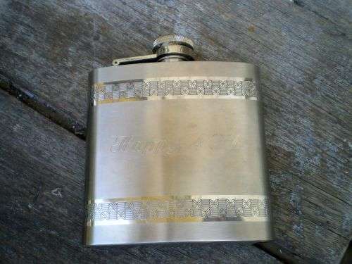 Beautiful Stainless Steel Engraved 'Happy 40th" Hip Flask 5 oz ideal birthday gift