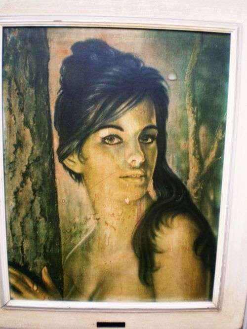 Large 80cm x 66 cm Vintage 1960's White Retro Framed Print Tina by J.H Lynch