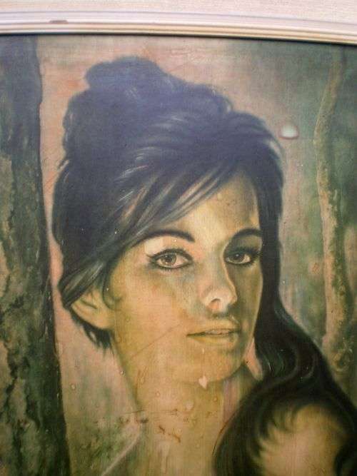 Large 80cm x 66 cm Vintage 1960's White Retro Framed Print Tina by J.H Lynch
