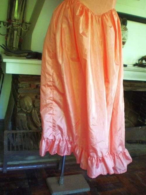 Original 1980's Vintage Salmon Pink Glam Rock Dress With Butterfly Sleeves and Roses Size 10