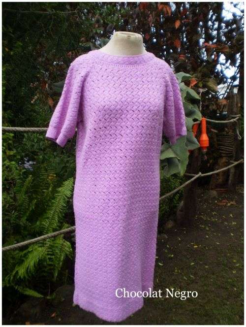 Vintage 1960s Handknitted Purple Dress size 12 excellent condition