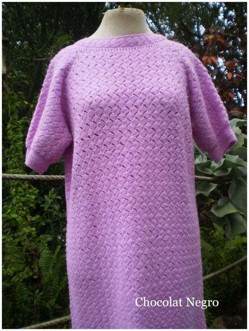 Vintage 1960s Handknitted Purple Dress size 12 excellent condition