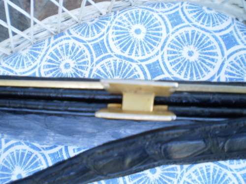 1960s Vintage Genuine Leather Black Crocodile Leather Excellent condition inside as new