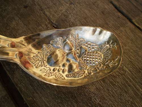 Ornamental Silver Plated Embossed Salad Serving Spoons