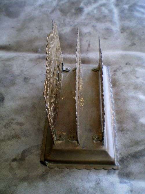 Vintage Filigree Two Compartment Brass Napkin Holder Very Decorative