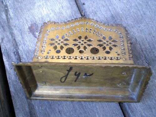 Vintage Filigree Two Compartment Brass Napkin Holder Very Decorative