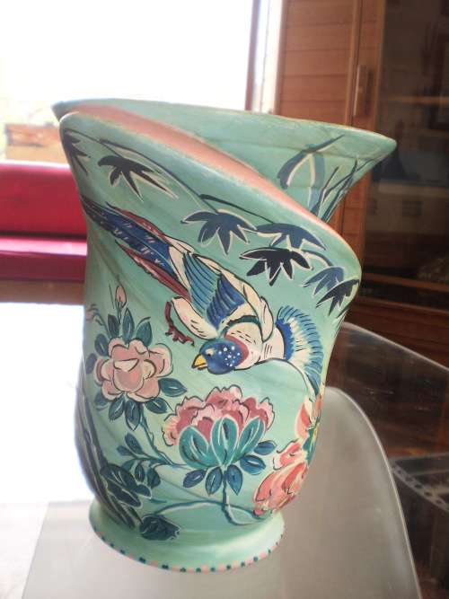 Vintage Unusual Large Handpainted Lucia Ware No.12402 Vase 27cm x 20cm signed