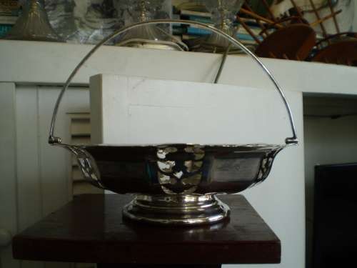 Vintage Silver Plated Abbes Plate Basket With Handle