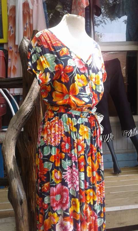 Vintage 1980s Two Piece Skirt And Blouse Floral Dress Size 14