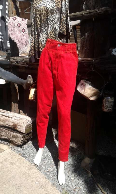 Original Vintage Origin Hi Waist Red Denim Jeans Size 14