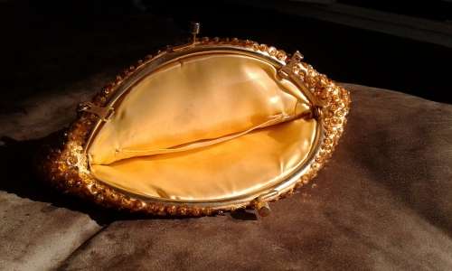 Vintage Beaded And Sequined Gold Bag 1960s Made For Ballerina