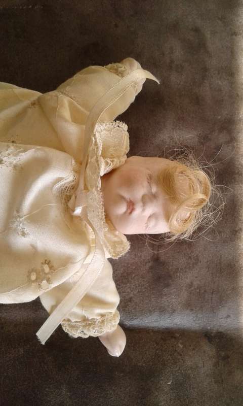 Small Vintage Doll head, feet and hands porcelain rag body