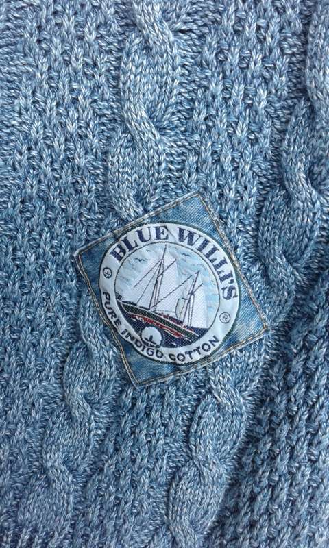 Vintage Blue Willi's Indigo Cotton Rope Men's Jumper Sweater  Size L to XL