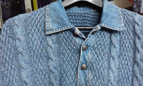 Vintage Blue Willi's Indigo Cotton Rope Men's Jumper Sweater  Size L to XL