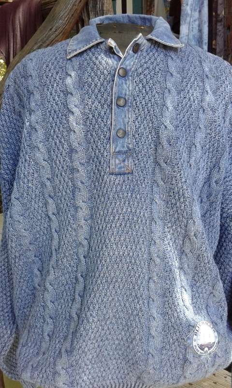 Vintage Blue Willi's Indigo Cotton Rope Men's Jumper Sweater  Size L to XL