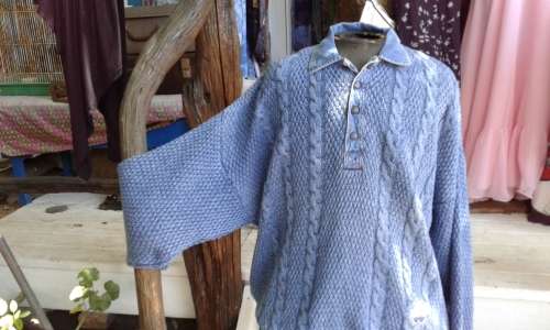 Vintage Blue Willi's Indigo Cotton Rope Men's Jumper Sweater  Size L to XL
