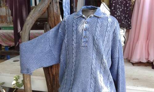 Vintage Blue Willi's Indigo Cotton Rope Men's Jumper Sweater  Size L to XL