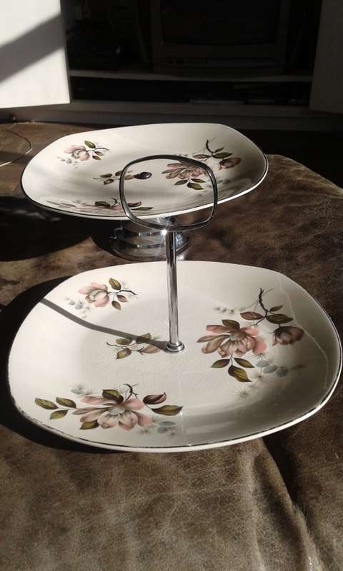 2 Midwinter Cake High Tea Stands Fashion Shape 9-63 Staffordshire