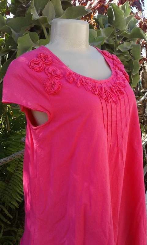 Vintage Pink Orange Gypsy Boho Style Summer Top Size 12