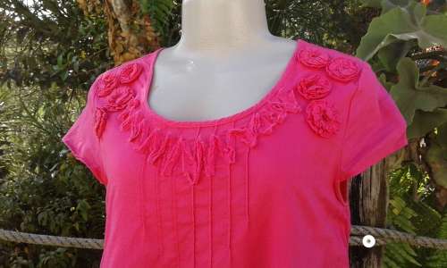 Vintage Pink Orange Gypsy Boho Style Summer Top Size 12
