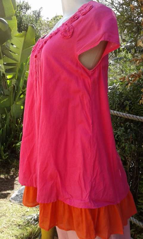 Vintage Pink Orange Gypsy Boho Style Summer Top Size 12